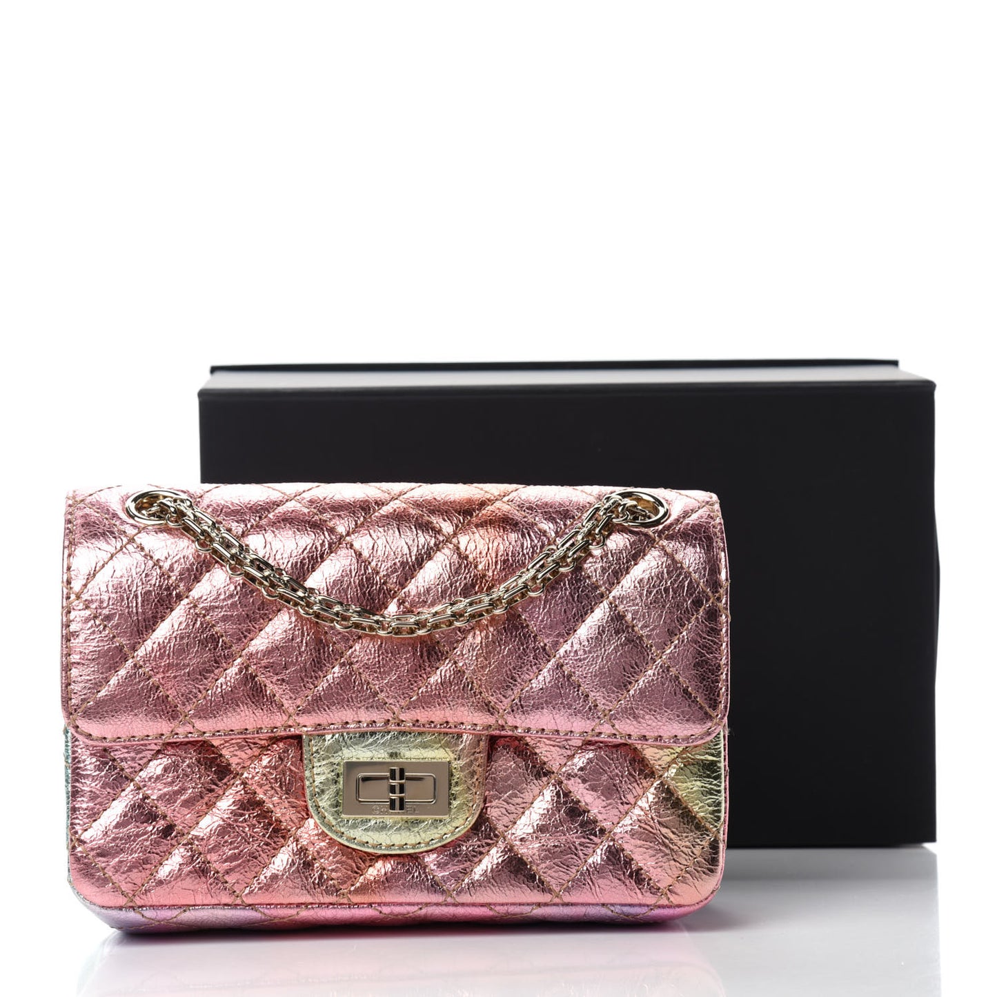 Metallic Goatskin Quilted Mini 2.55 Reissue Flap Multicolor