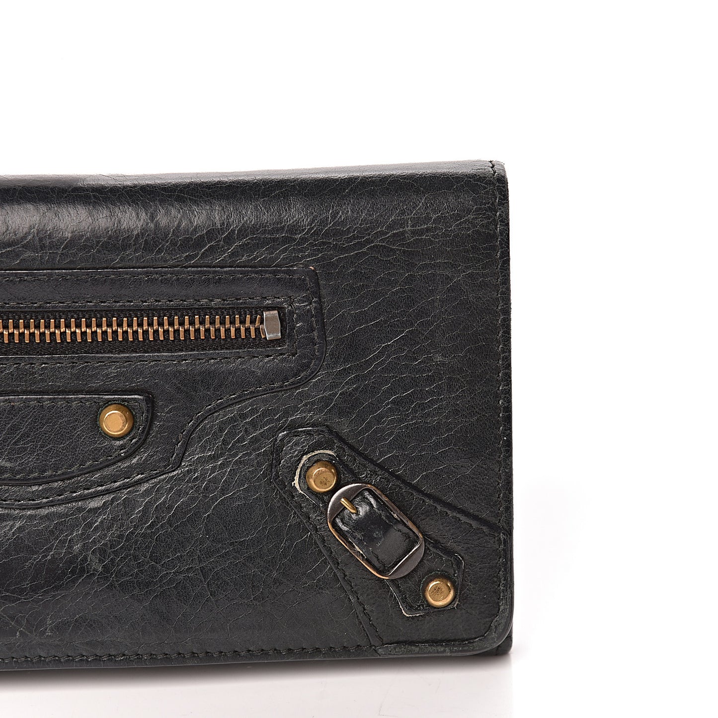Agneau Classic Gold Hardware Money Wallet Black