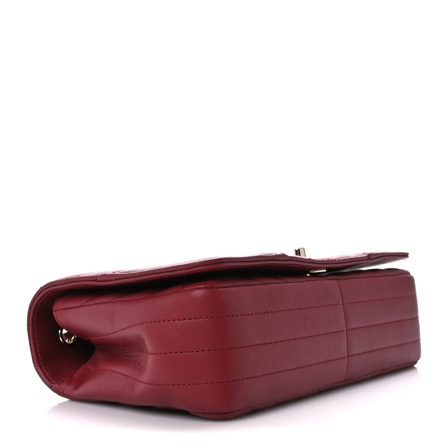 Calfskin Chevron Quilted Small Statement Flap Burgundy