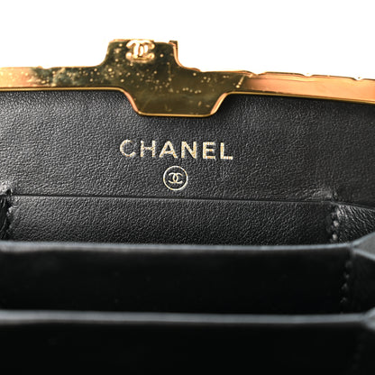 Chanel Glazed Goatskin Quilted Small Box With Chain Black 6 of 11