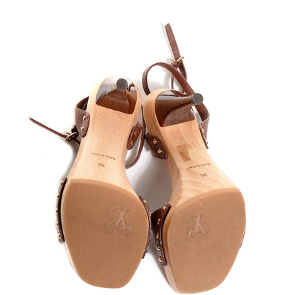 Louis Vuitton Leather Wooden Sandals 36 4 of 6