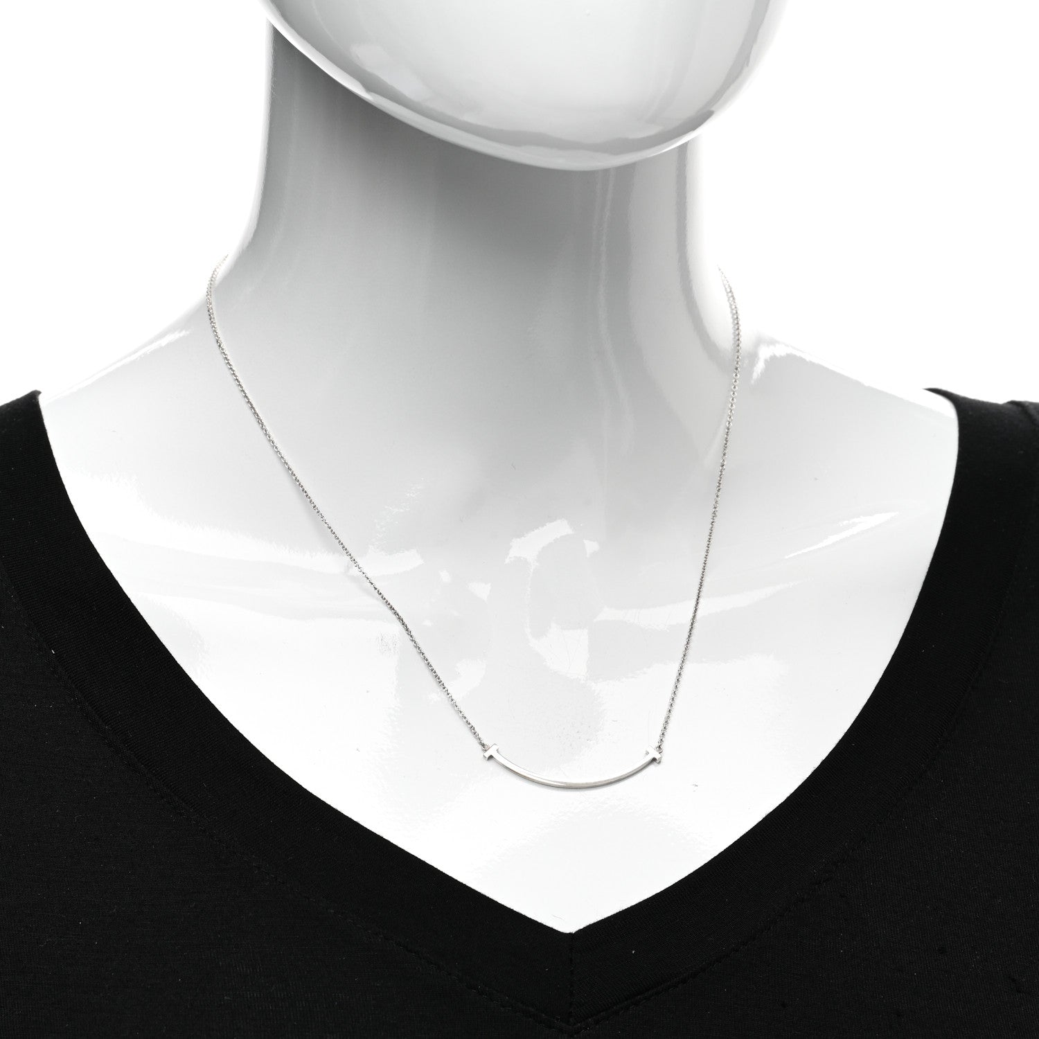 Tiffany Sterling Silver Small T Smile Pendant Necklace 2 of 4