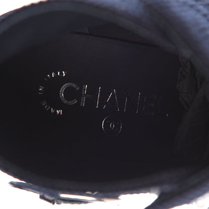 Chanel Velvet Satin Cap Cap Toe Short Boots 40 Navy Black 8 of 11