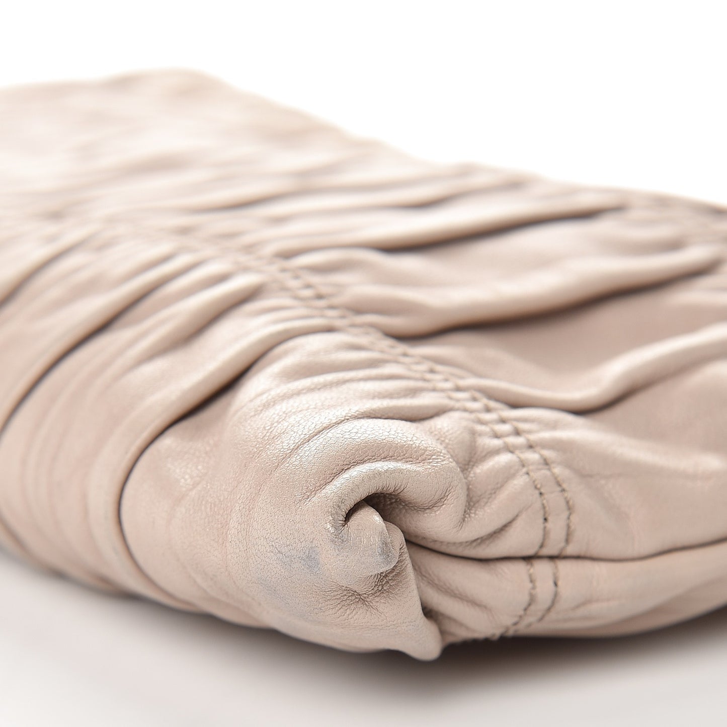 Nappa Gaufre Ruched Clutch Pomice