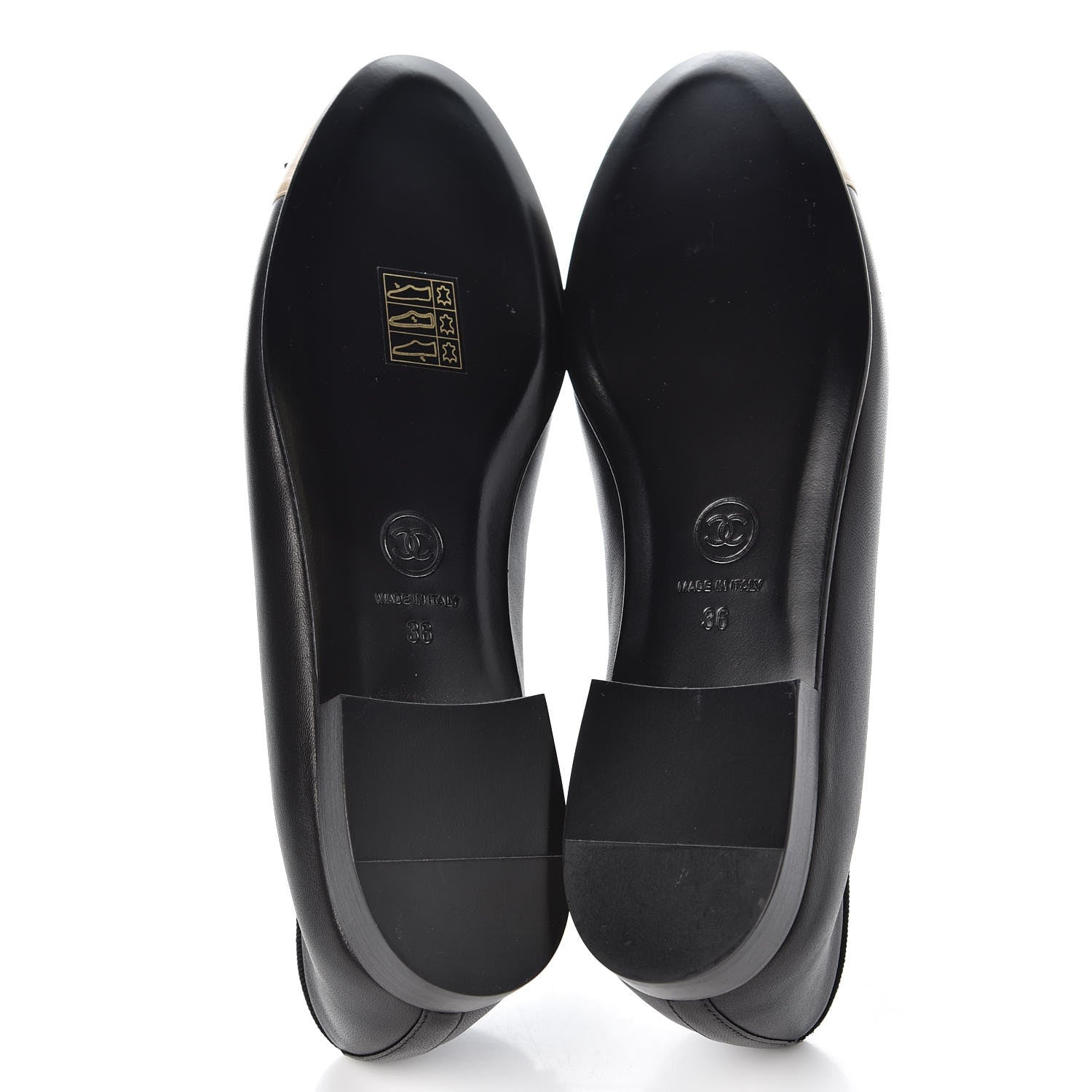 Chanel Lambskin Cap Toe Ballerina Flats 36 Black Light Gold 5 of 8