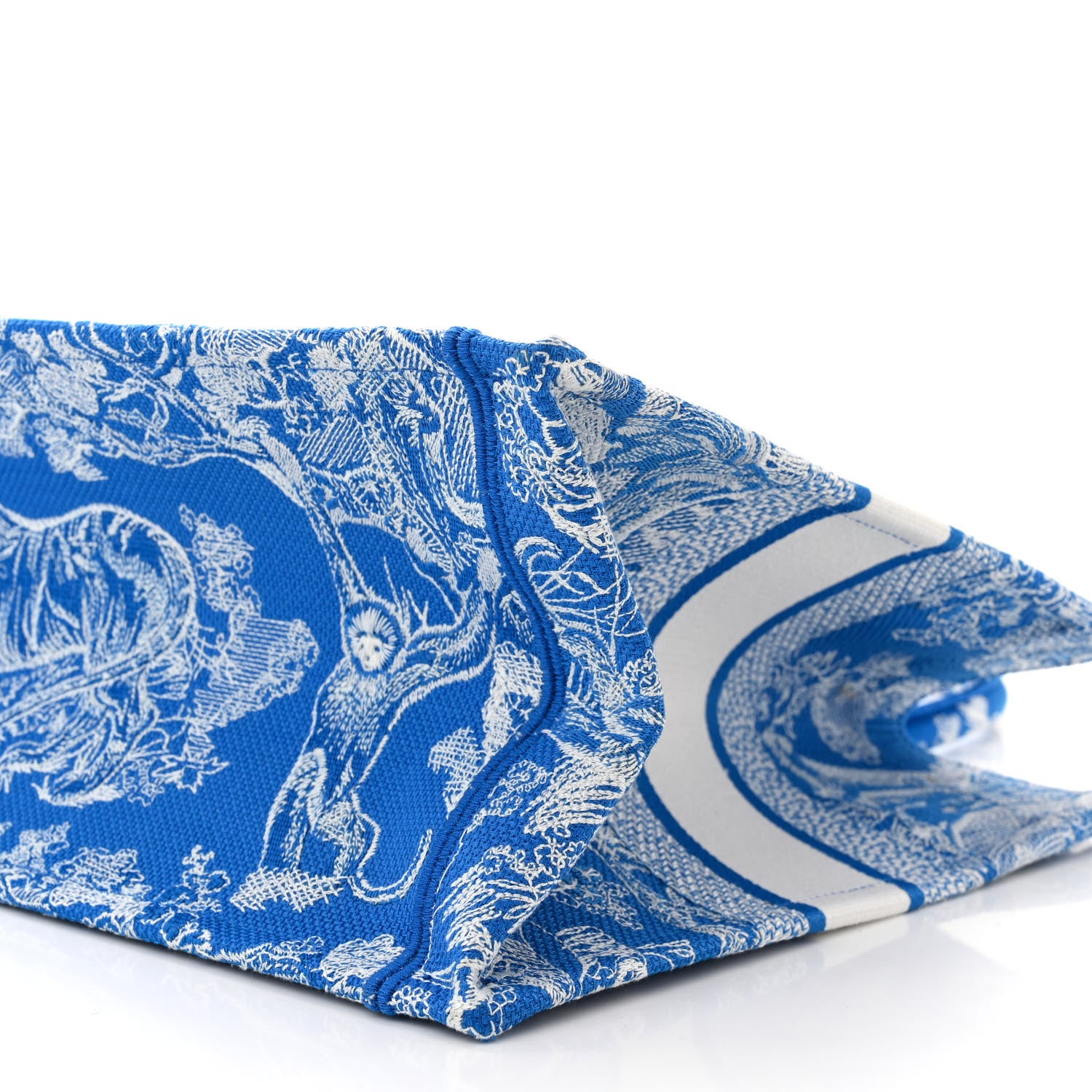 Christian Dior CHRISTIAN DIOR Canvas Embroidered Medium Dioriviera Toile De Jouy Book Tote Fluorescent Blue 10 of 11