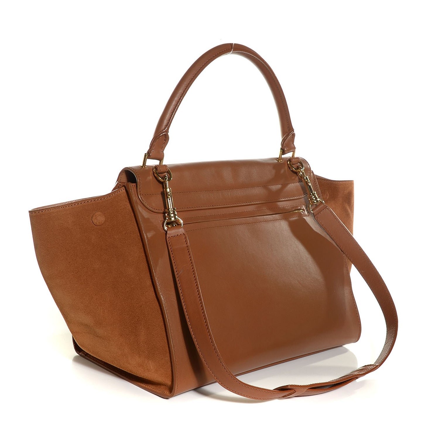 Smooth Calfskin Suede Medium Trapeze Tan