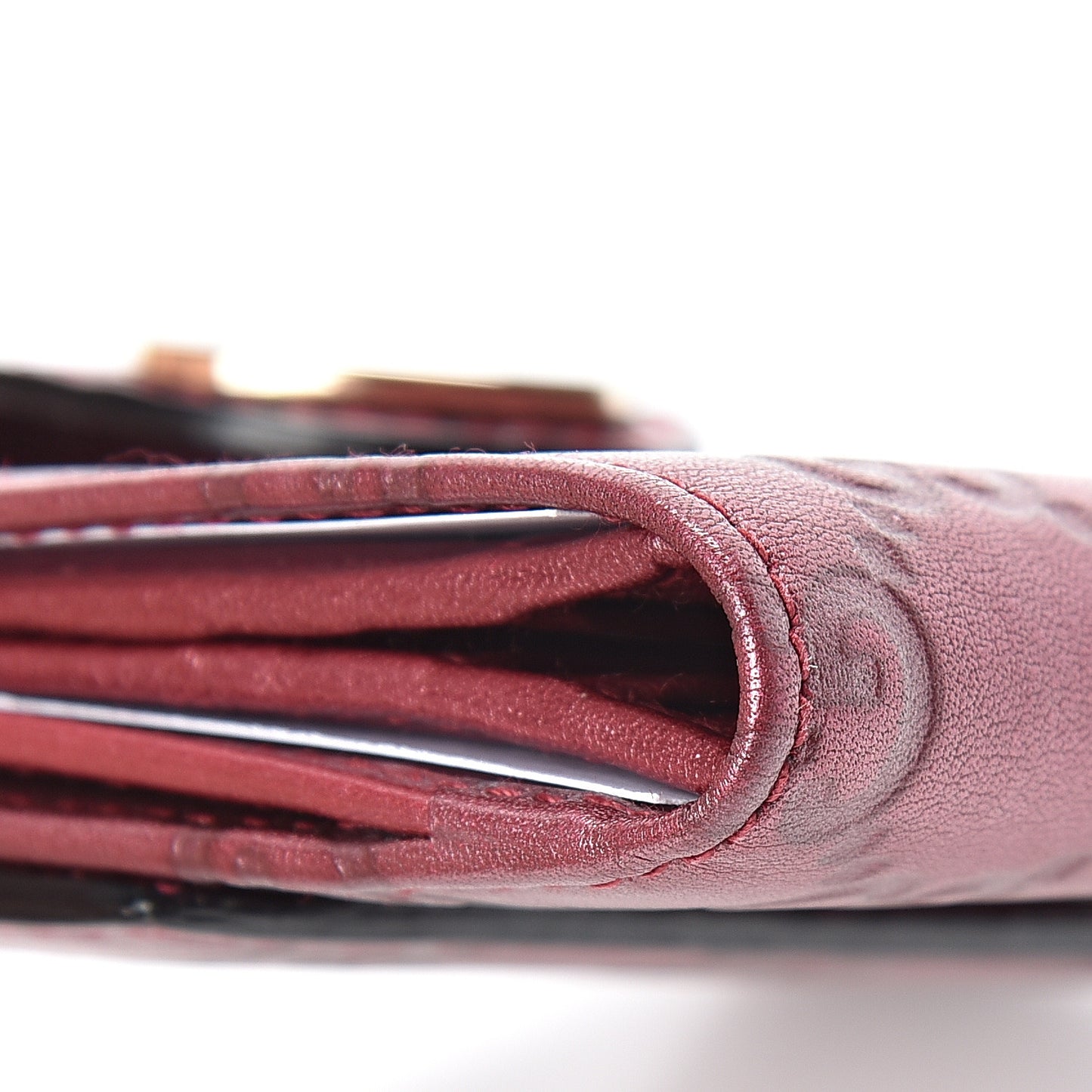Metallic Guccissima Heart French Flap Wallet Red