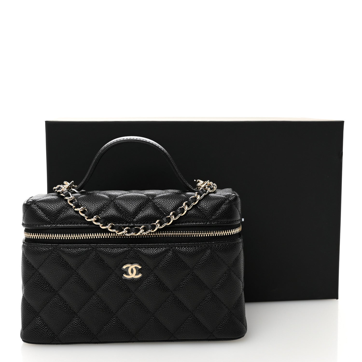 Chanel Caviar Quilted Top Handle Slim Vanity With Chain Black 11 of 11