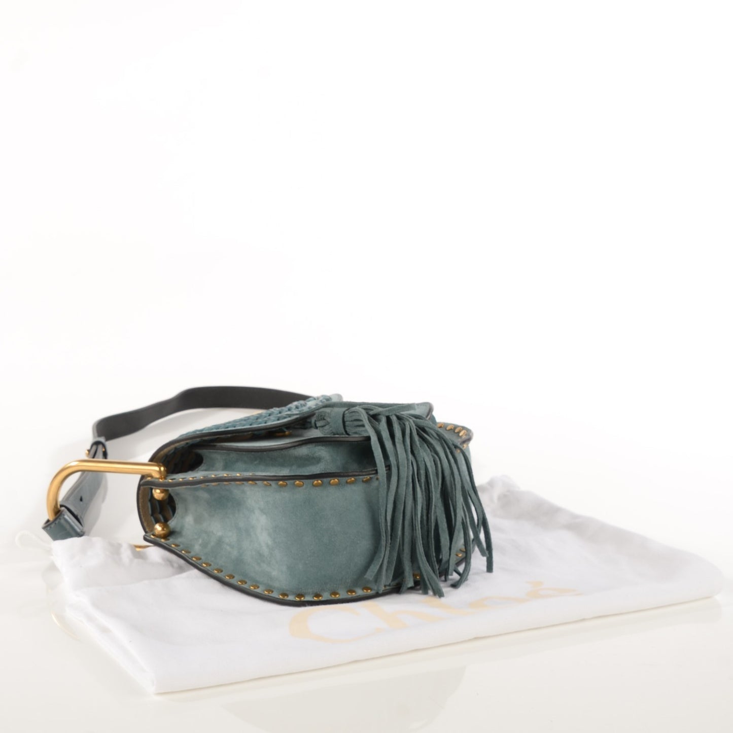 Suede Calfskin Braided Mini Hudson Shoulder Bag Cloudy Blue