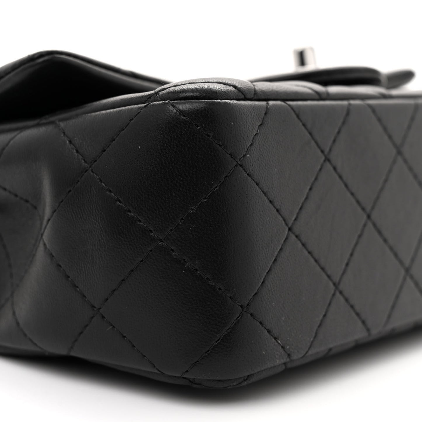 Lambskin Quilted Mini Rectangular Flap Black