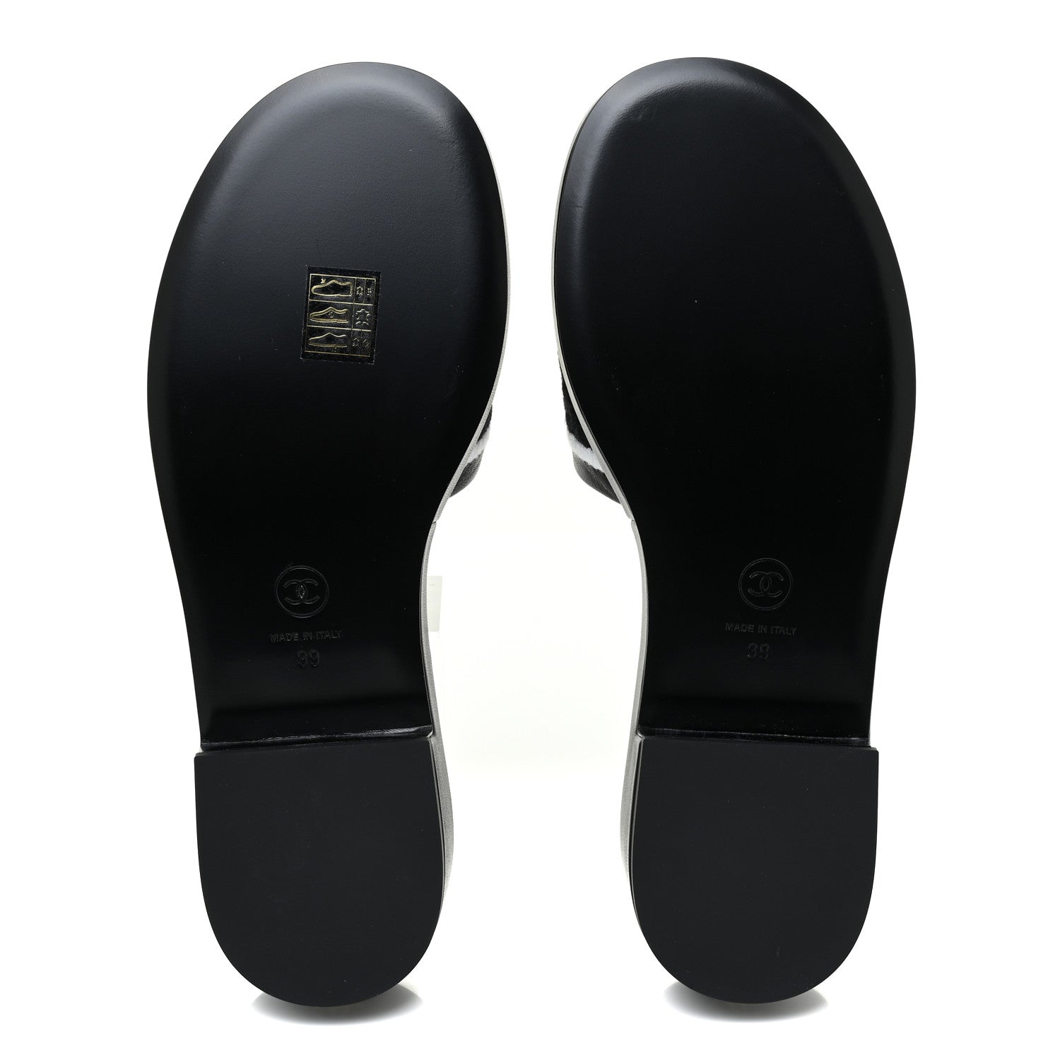 Chanel Lambskin Embroidered CC Mule Sandal 39 Black White 5 of 9