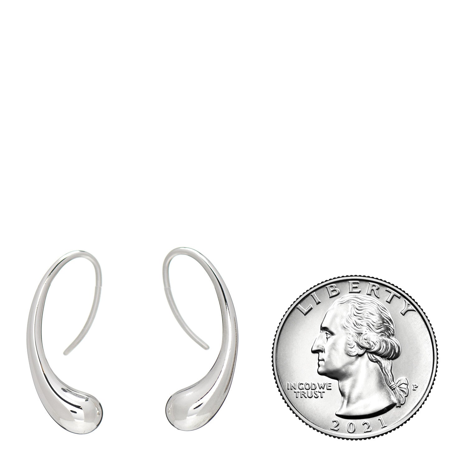 Tiffany Sterling Silver Elsa Peretti Teardrop Hoop Earrings 2 of 4