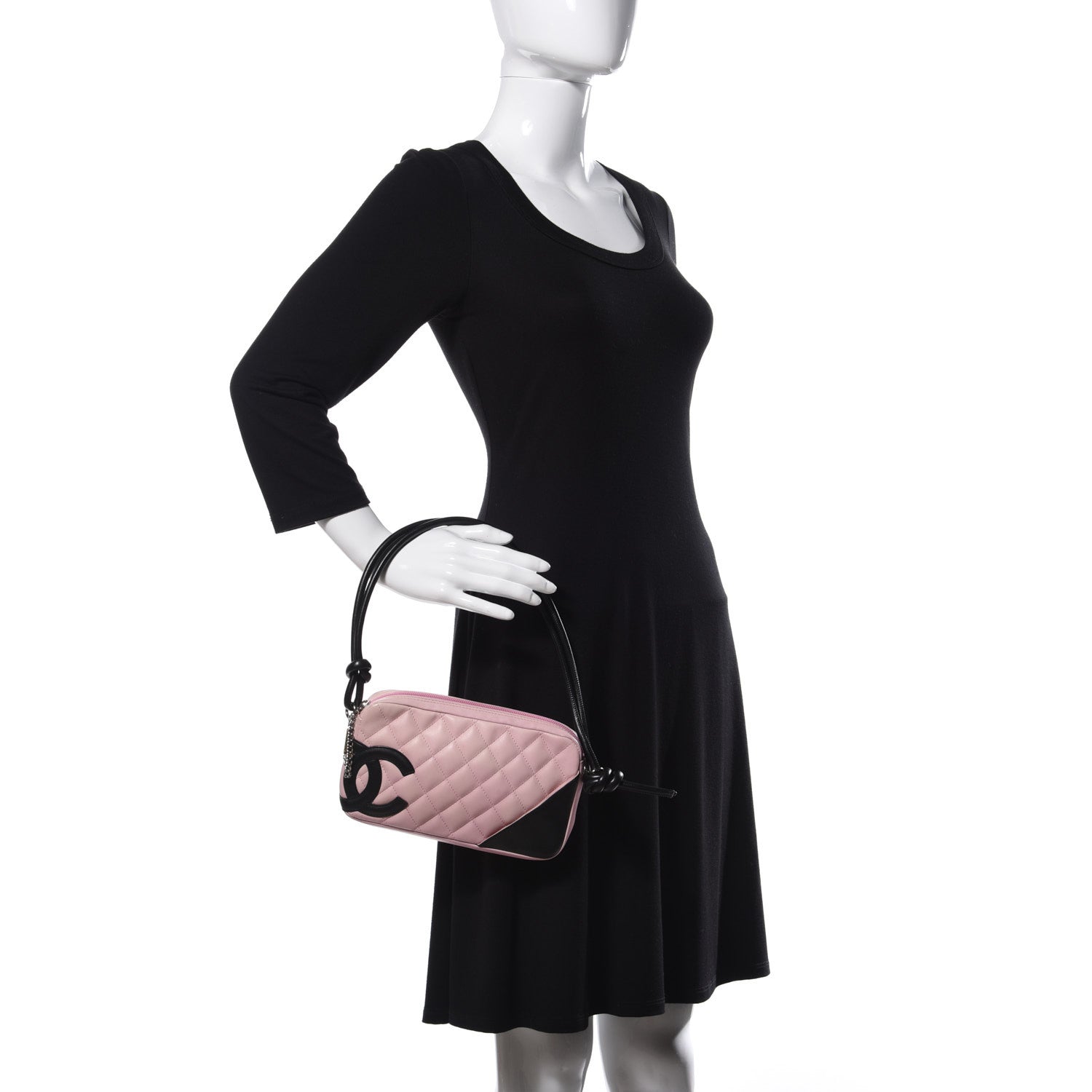 Chanel Calfskin Quilted Cambon Pochette Pink Black 2 of 11