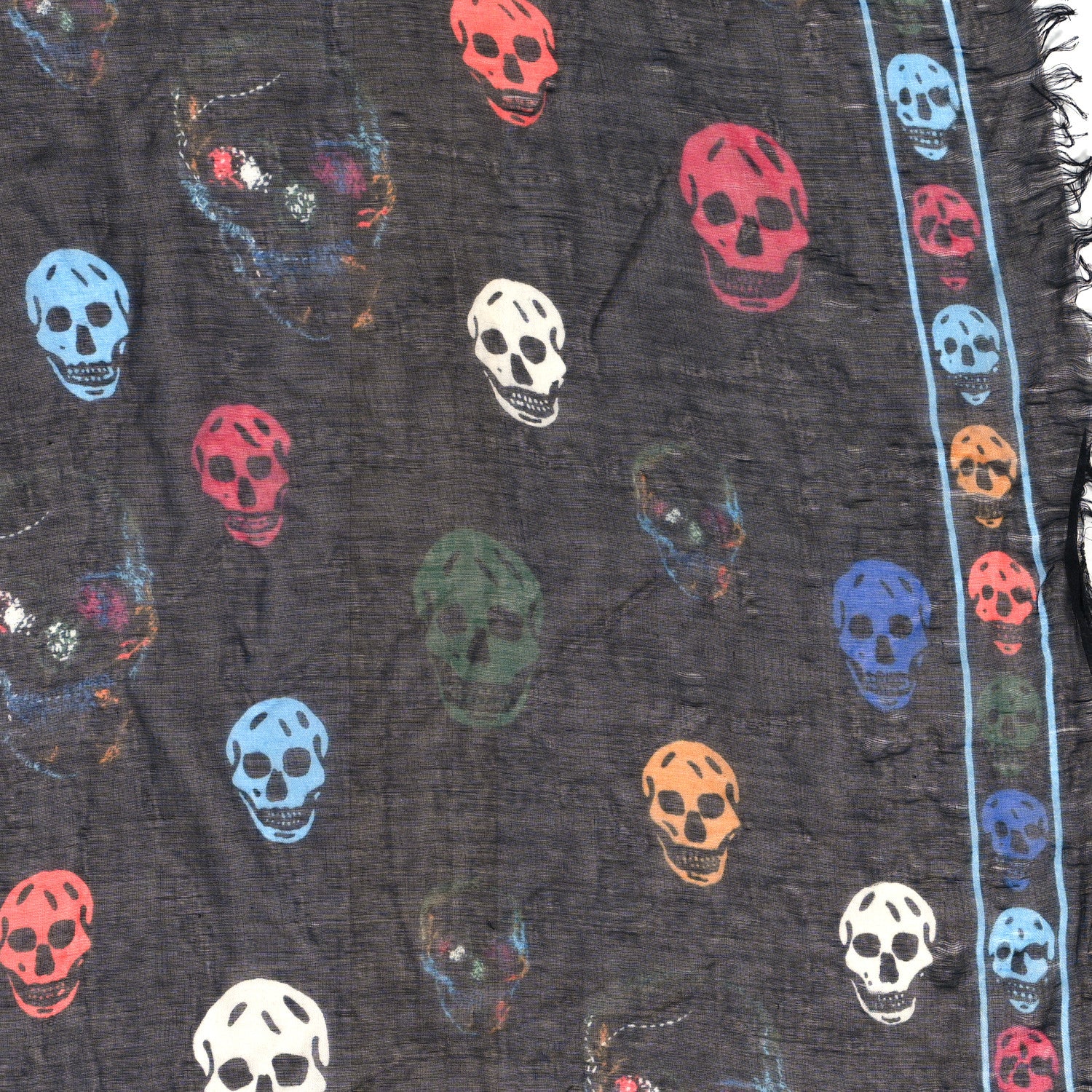 Alexander McQueen Silk Chiffon Skull Scarf Black Multicolor 4 of 4