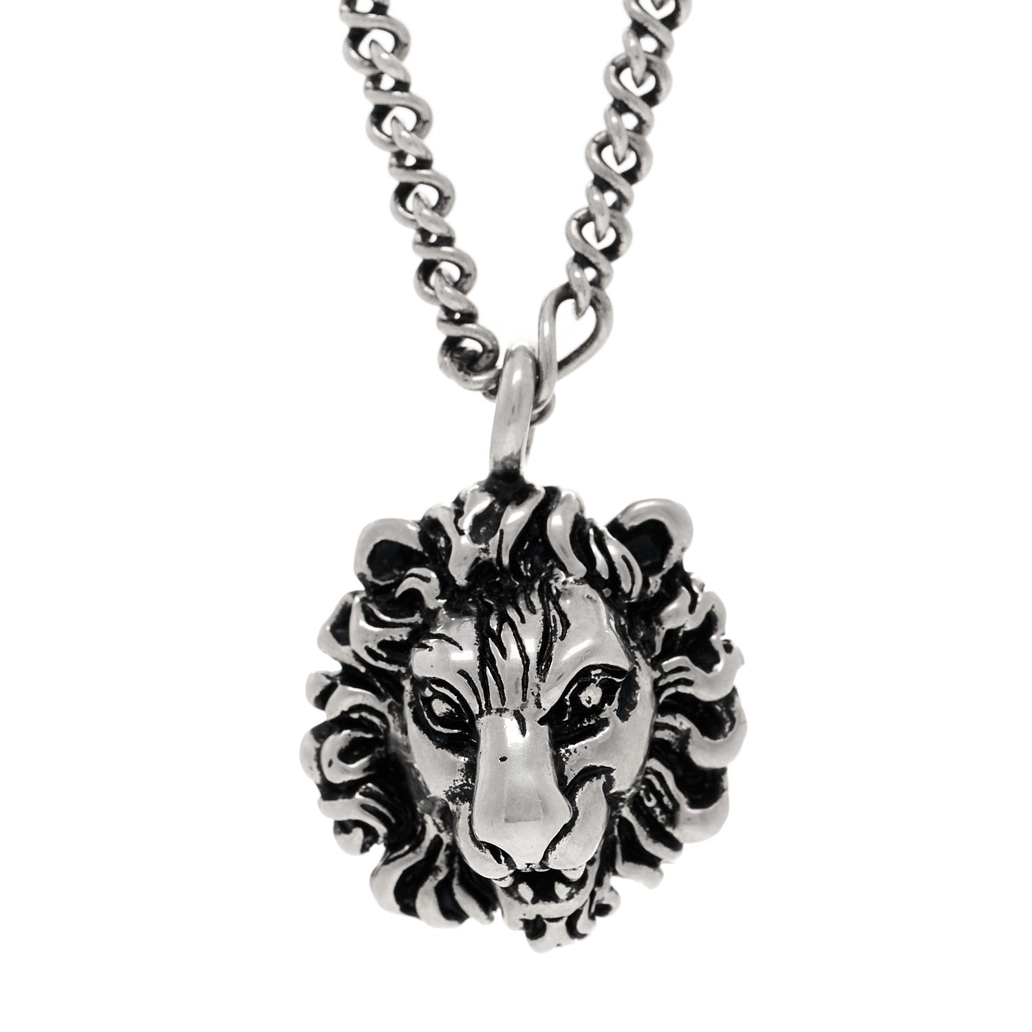 Gucci Metal Lion Head Necklace Silver 4 of 5