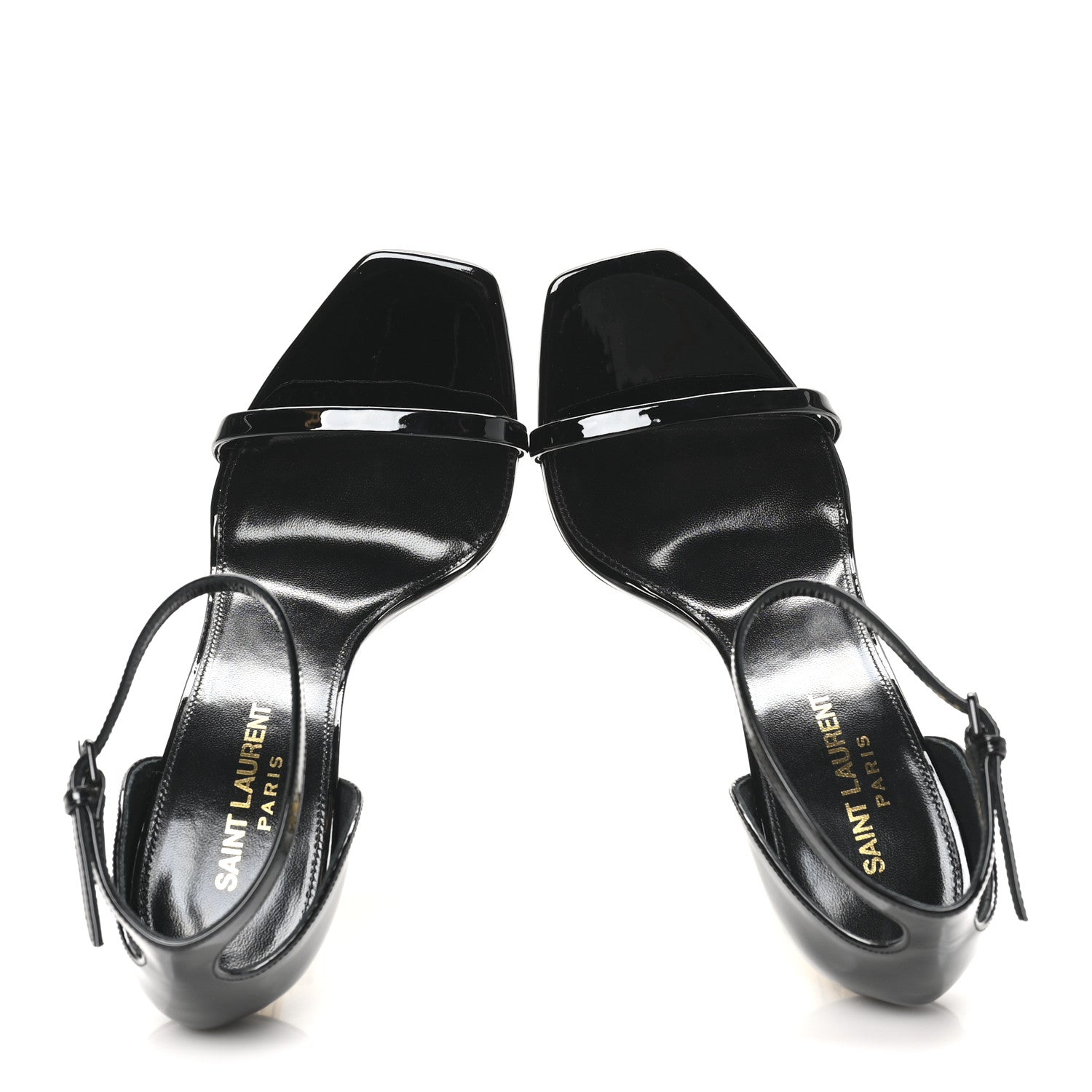 Saint Laurent Patent Calfskin Opyum 110 Sandals 37 Black Gold 2 of 9