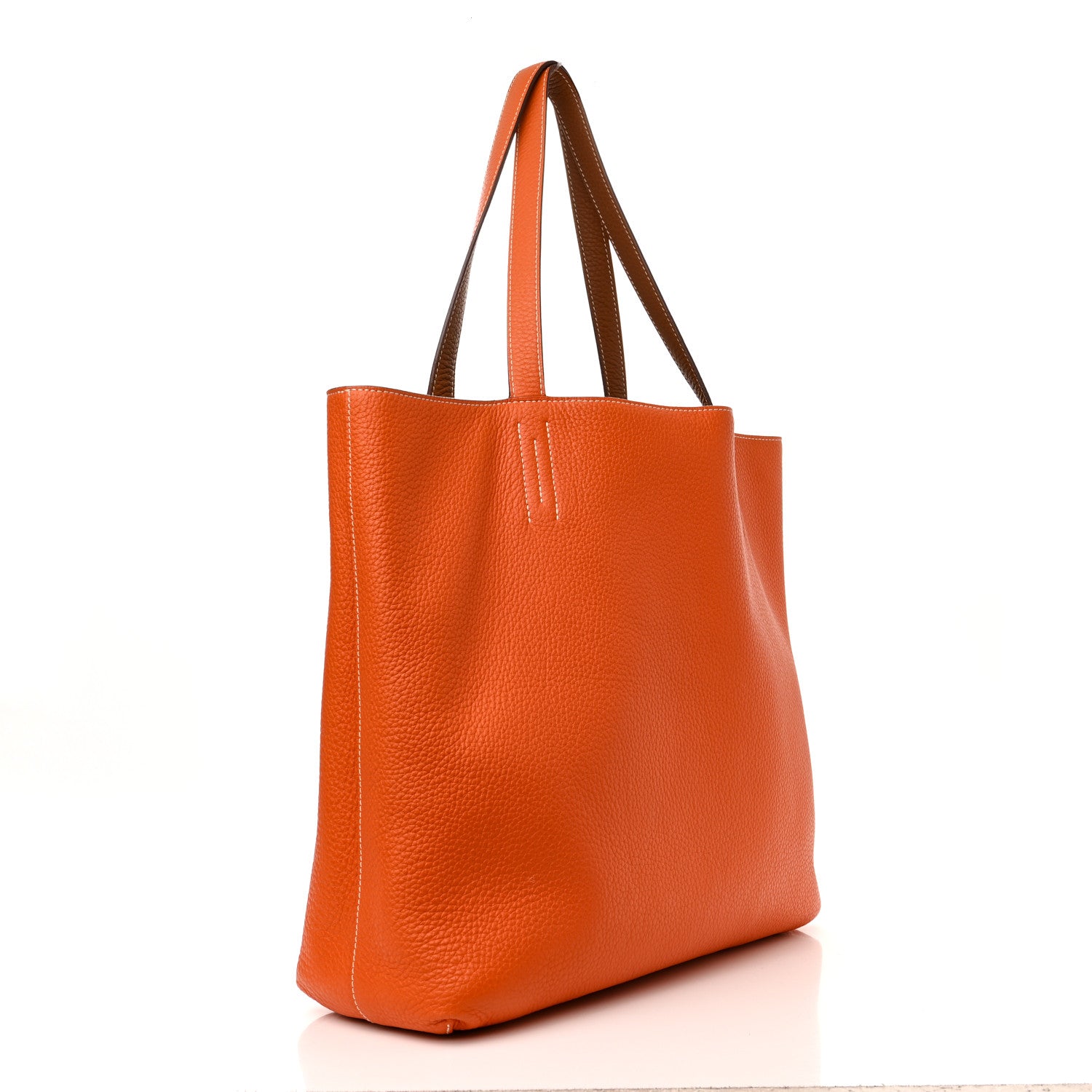 Hermes Taurillon Clemence Double Sens 45 Reversible Tote Orange Gold 5 of 17