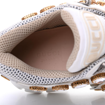 Gucci X SEGA Mesh Calfskin Suede Removable Crystals Womens Flashtrek Sneakers 38 Great White 7 of 11