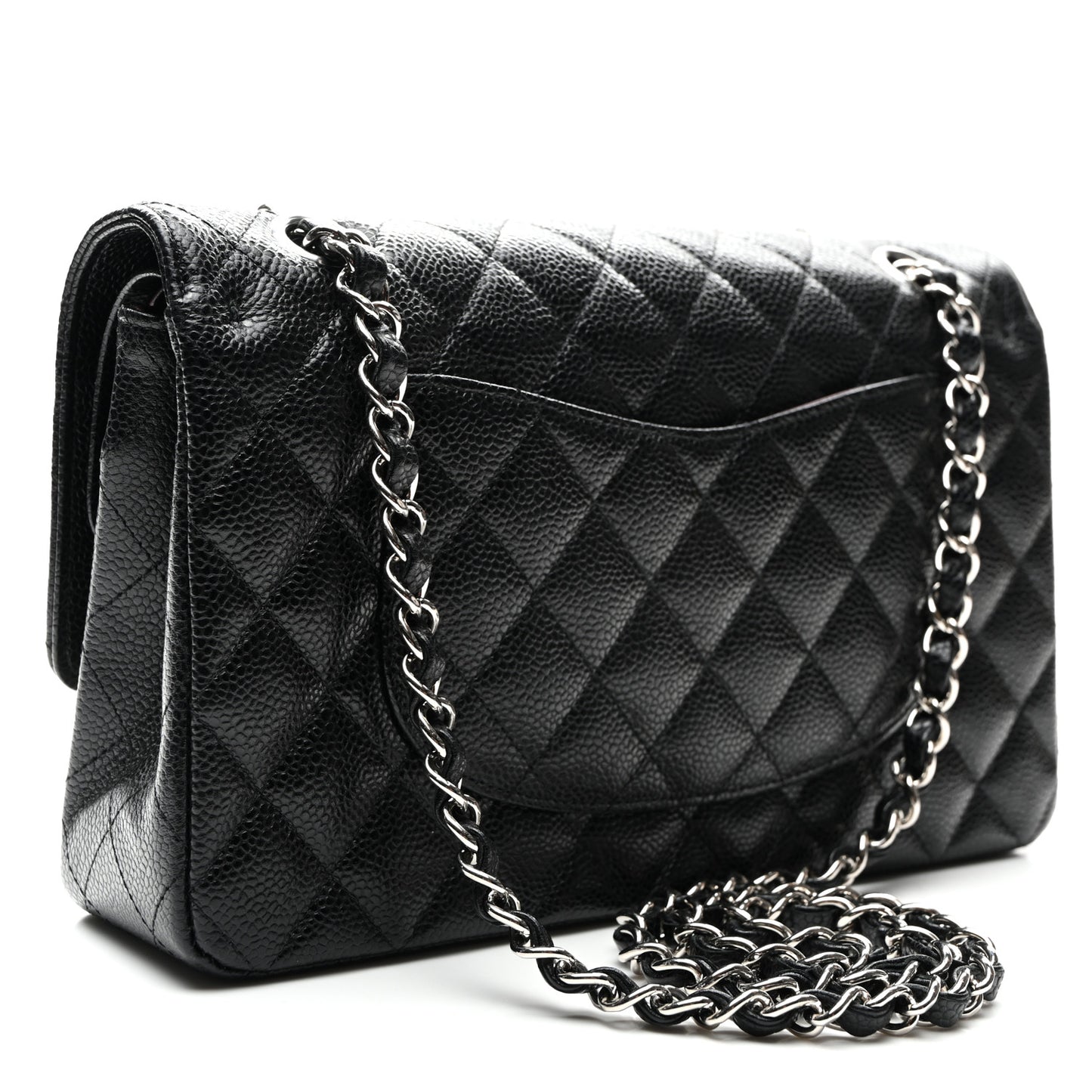 Caviar Quilted Medium Double Flap Black