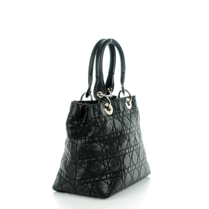 Christian Dior Lambskin Cannage Small Soft Lady Dior Tote Black 3 of 8