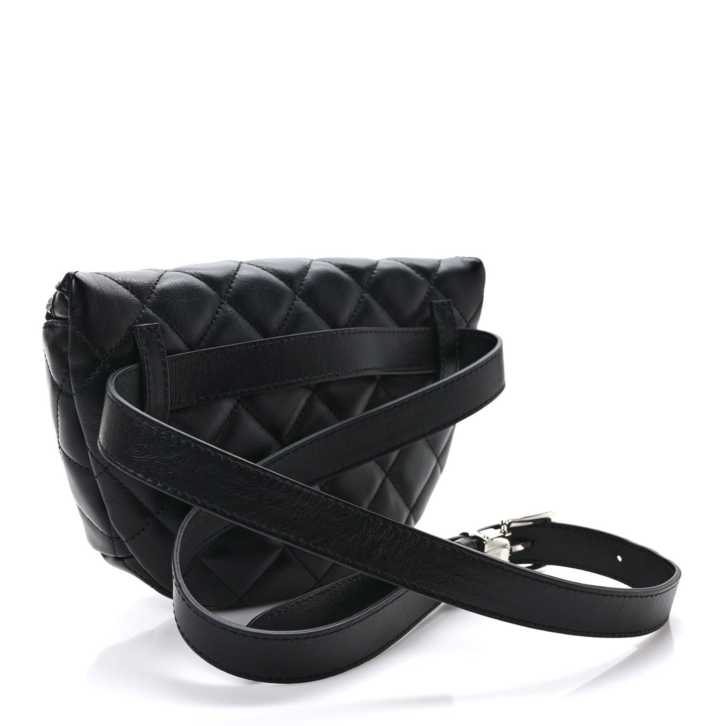 Lambskin Quilted Waist Belt Bag Black