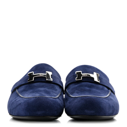 Hermes Suede Goatskin Trocadero Mule 38.5 Bleu Diplomatique 3 of 11