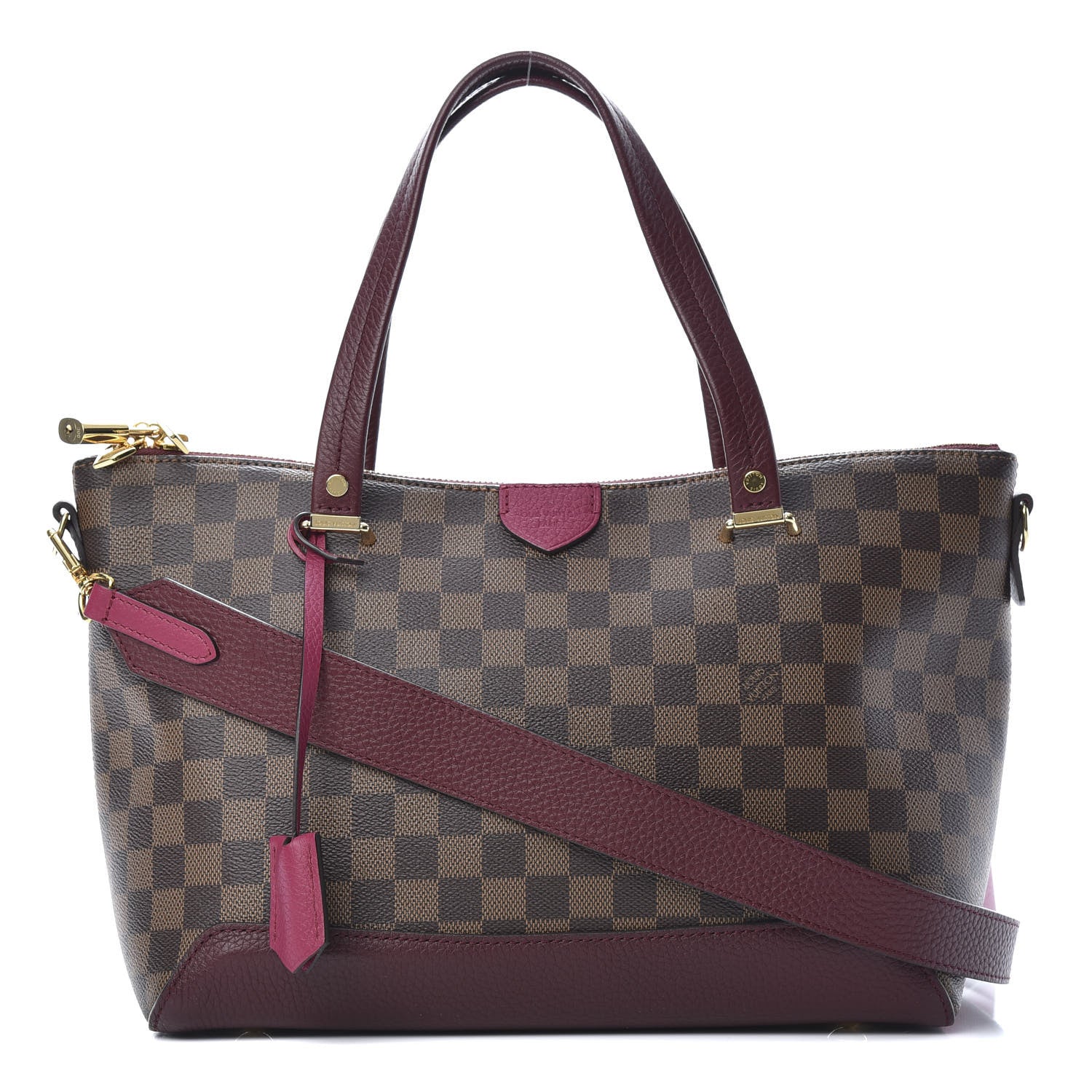 Louis Vuitton Damier Ebene Cuir Taurillon Hyde Park Fuchsia 1 of 10