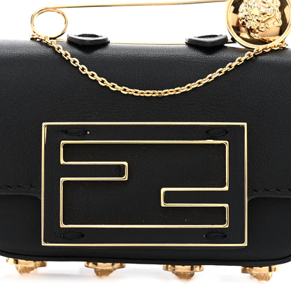 Fendi X VERSACE Vitello Seta Fendace Studded Nano Brooch Baguette Black 8 of 11