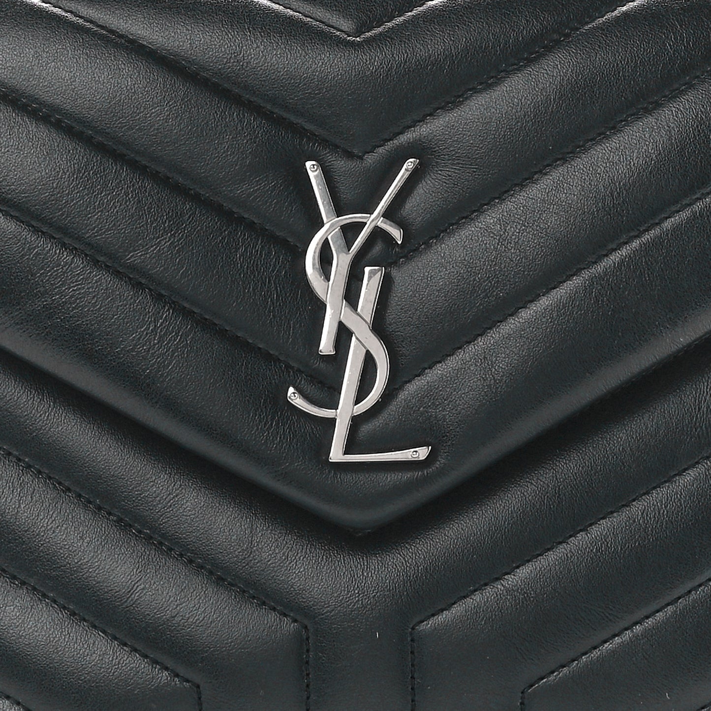 Calfskin Y Quilted Monogram Medium Loulou Chain Satchel Black