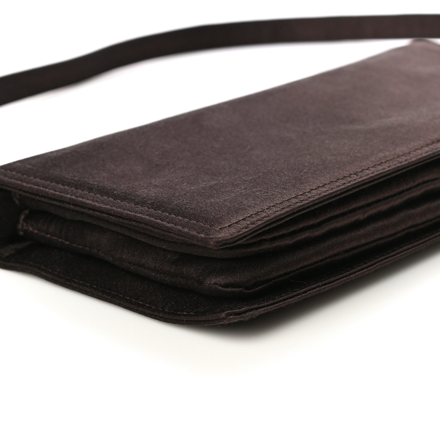 Prada Satin Flap Clutch Bag Brown 9 of 12