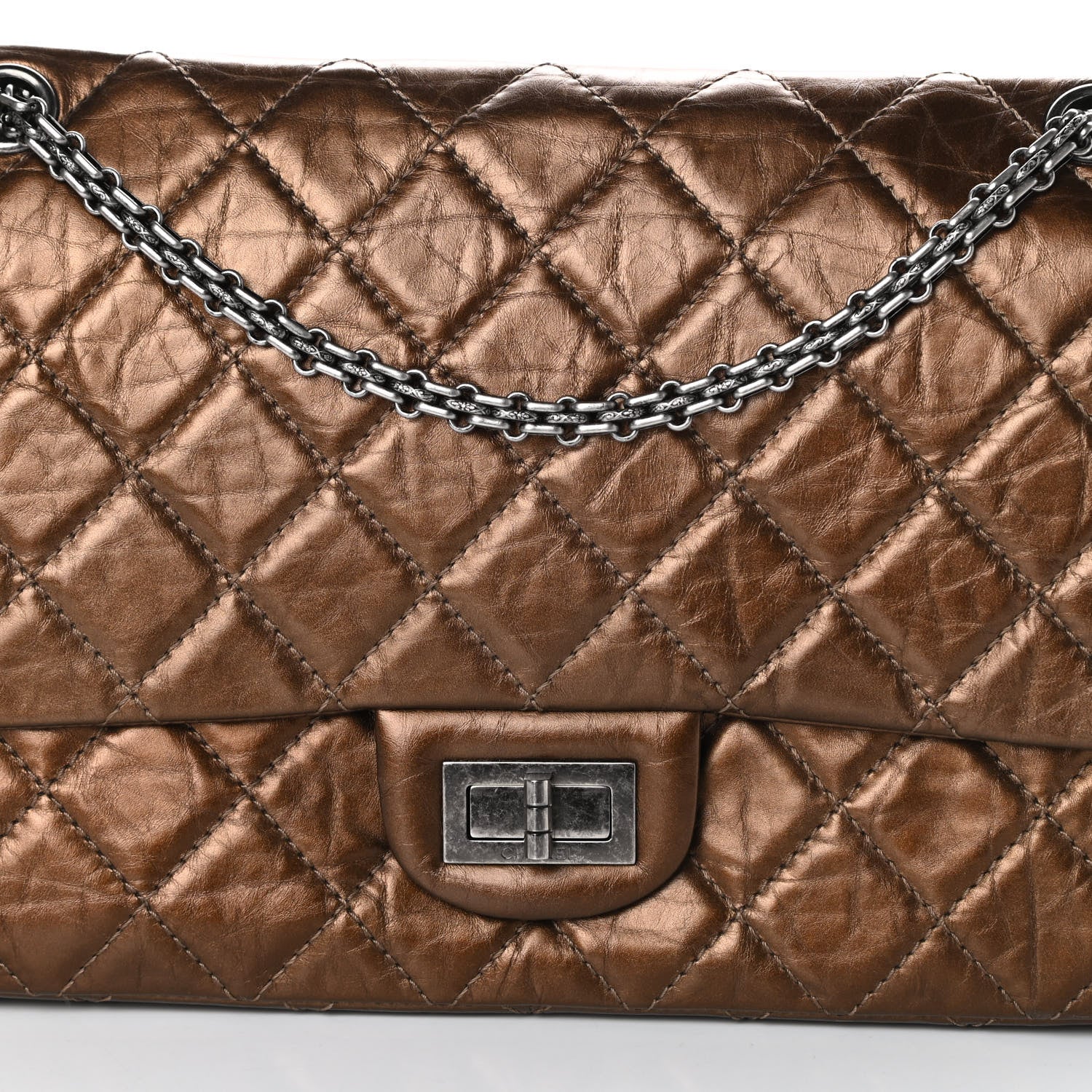 Chanel Metallic Aged Calfskin Quilted 2.55 Reissue 227 Flap Bronze 8 of 10