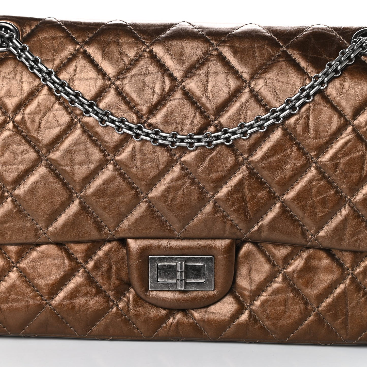 Metallic Aged Calfskin Quilted 2.55 Reissue 227 Flap Bronze