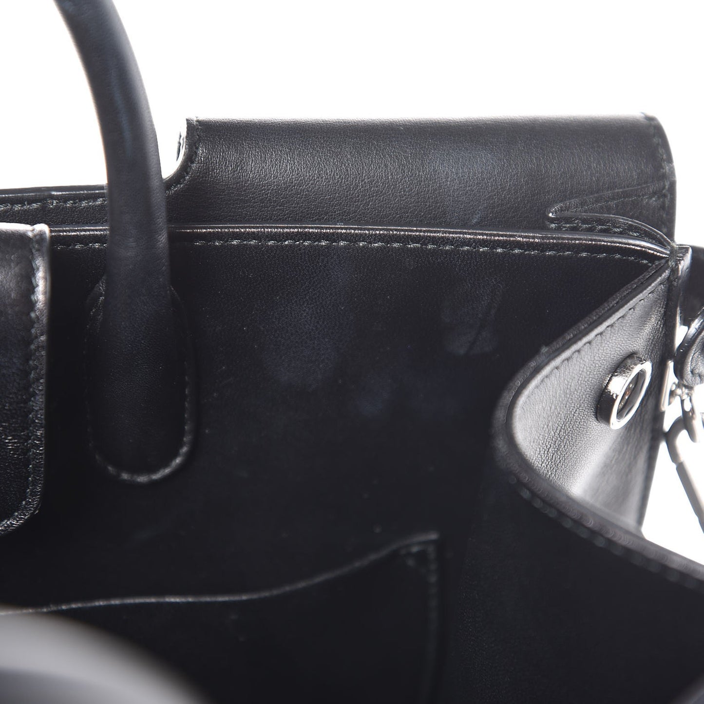 Grained Calfskin Large Diorever Flap Black
