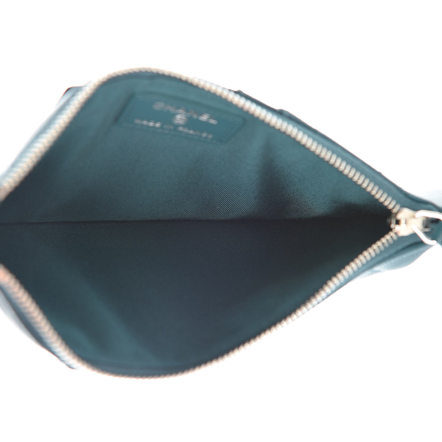 Caviar Quilted Classic Flat Wallet Pouch Dark Turquoise