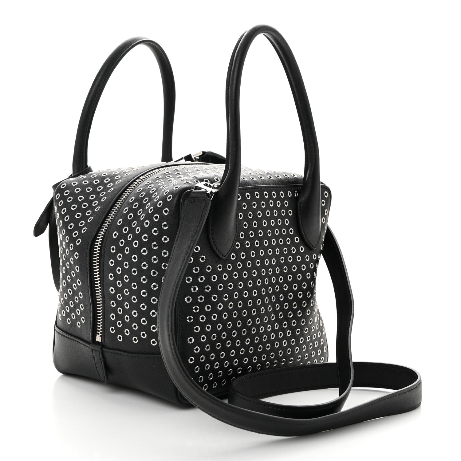 Alaia Calfskin Grommet Studded Top Handle Bag Black 3 of 9