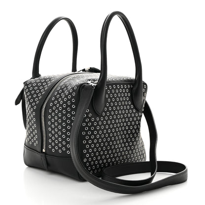 Alaia Calfskin Grommet Studded Top Handle Bag Black 3 of 9