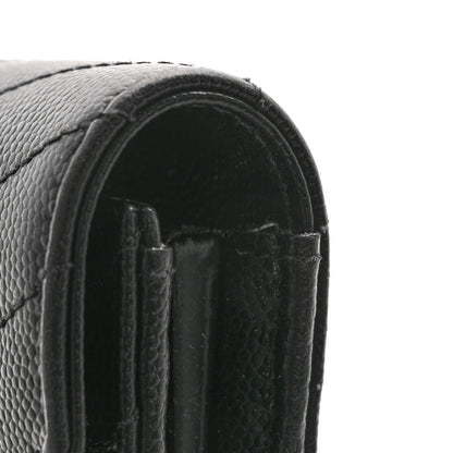 Saint Laurent Grain De Poudre Matelasse Chevron Monogram Flap Wallet Black 10 of 11
