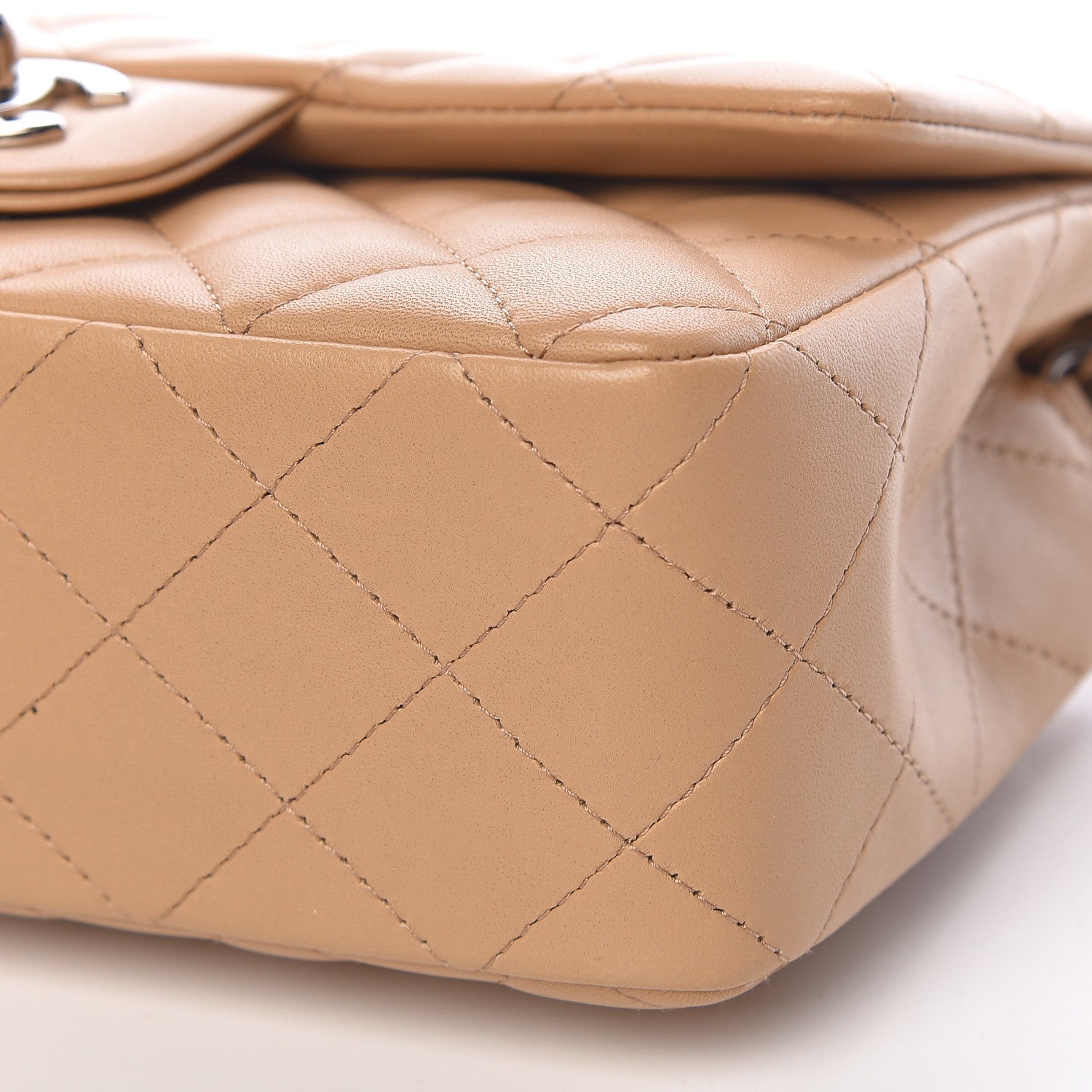 Chanel Lambskin Quilted Mini Rectangular Flap Beige 7 of 12