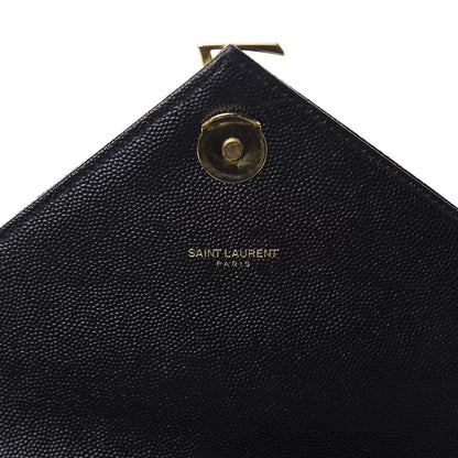 Saint Laurent Grain De Poudre Matelasse Chevron Large Monogram Satchel Black 10 of 11