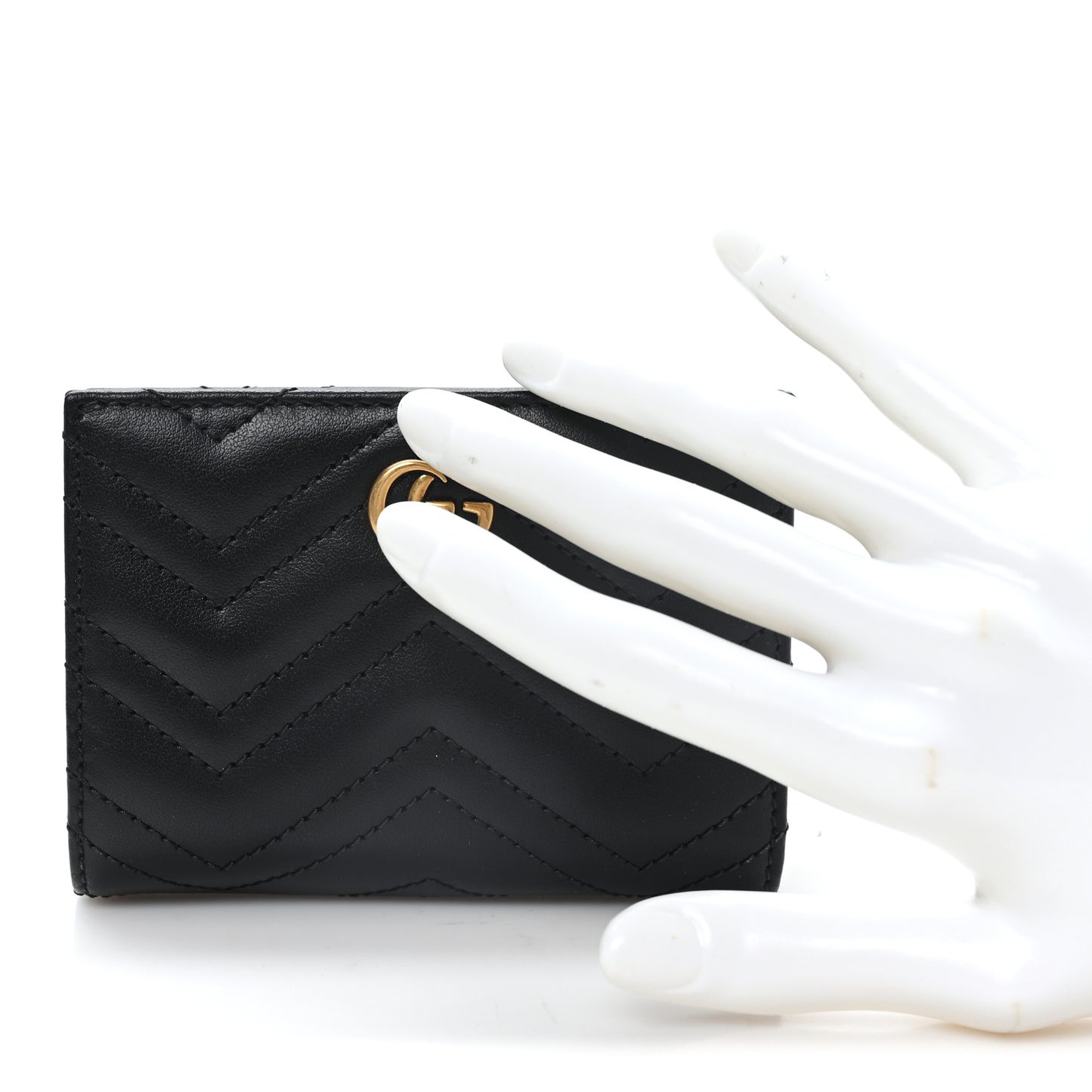 Calfskin Matelasse GG Marmont Card Case Wallet Black