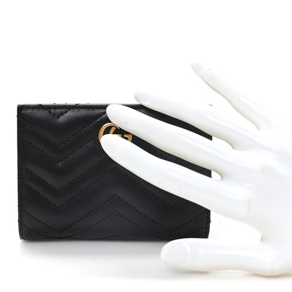 Gucci Calfskin Matelasse GG Marmont Card Case Wallet Black 2 of 8