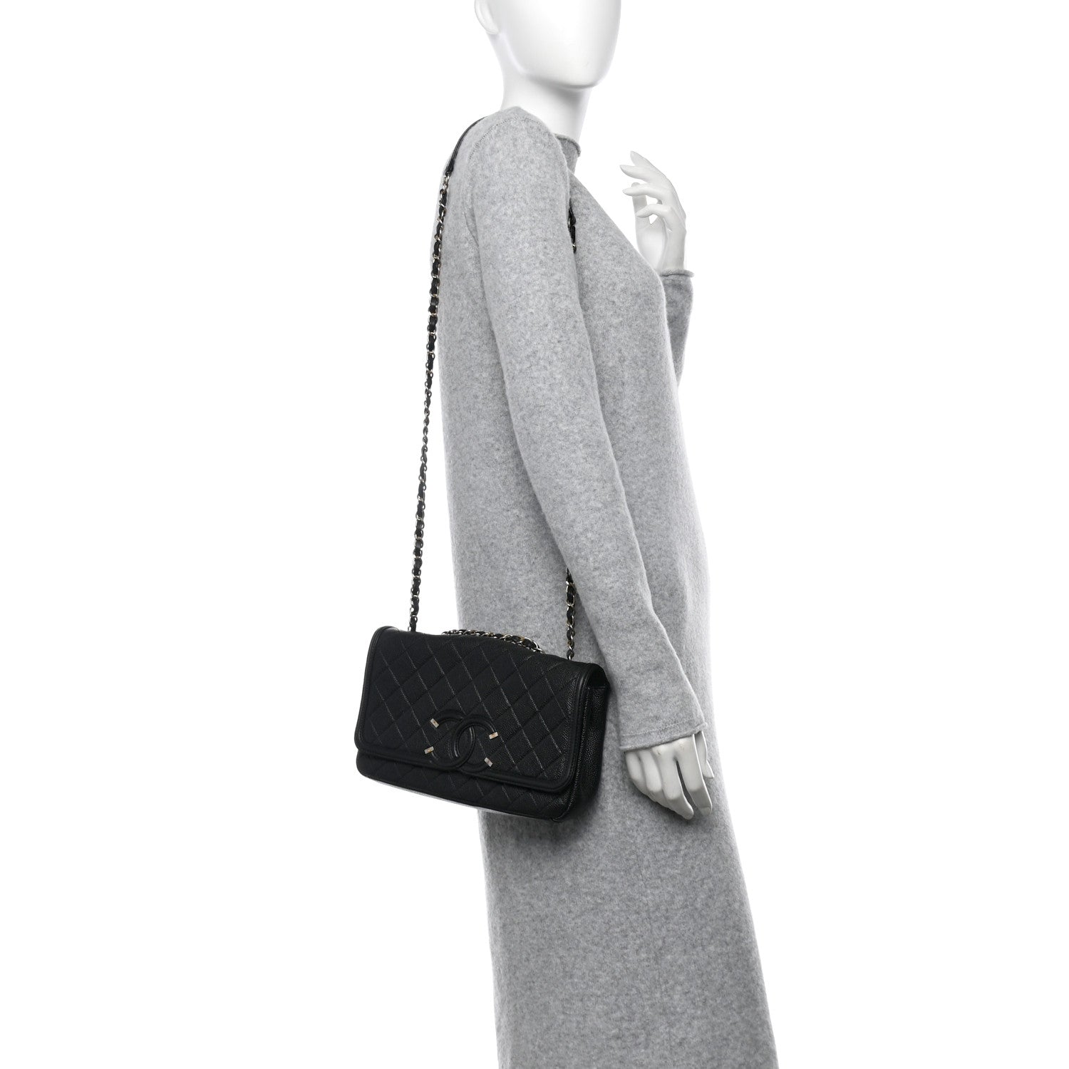 Chanel Caviar Quilted Medium CC Filigree Flap Black 2 of 11
