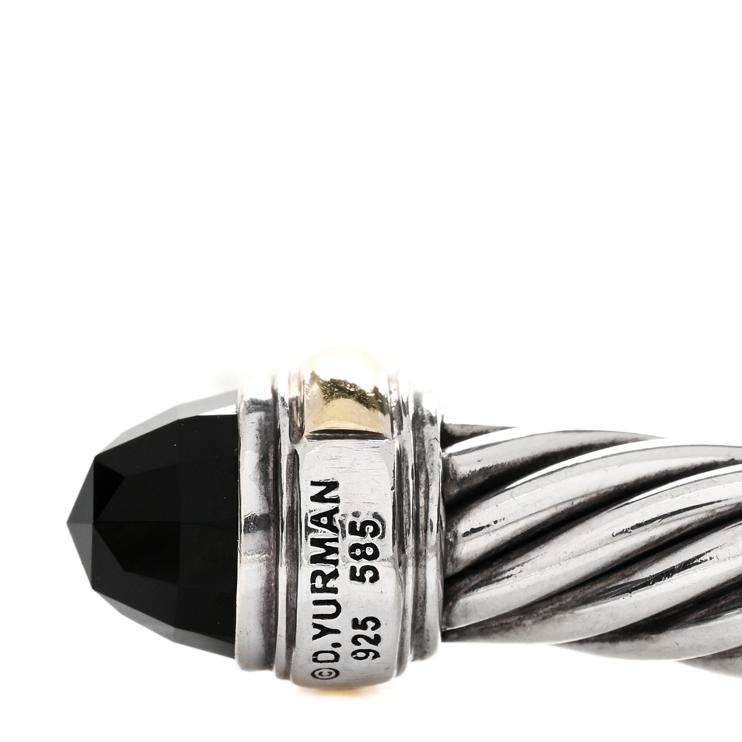 Sterling Silver 14K Yellow Gold Black Onyx 7mm Cable Classics Bracelet