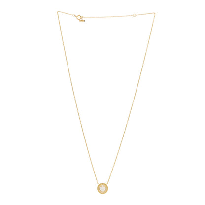 Tiffany 18K Yellow Gold Diamond Mother of Pearl Small T Circle Pendant Necklace 2 of 4