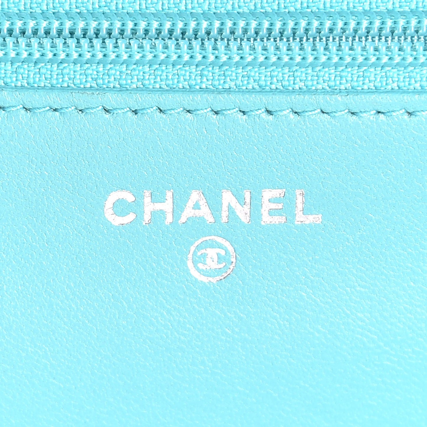 Lambskin Quilted Wallet On Chain WOC Turquoise