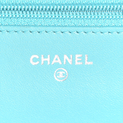 Chanel Lambskin Quilted Wallet On Chain WOC Turquoise 6 of 6