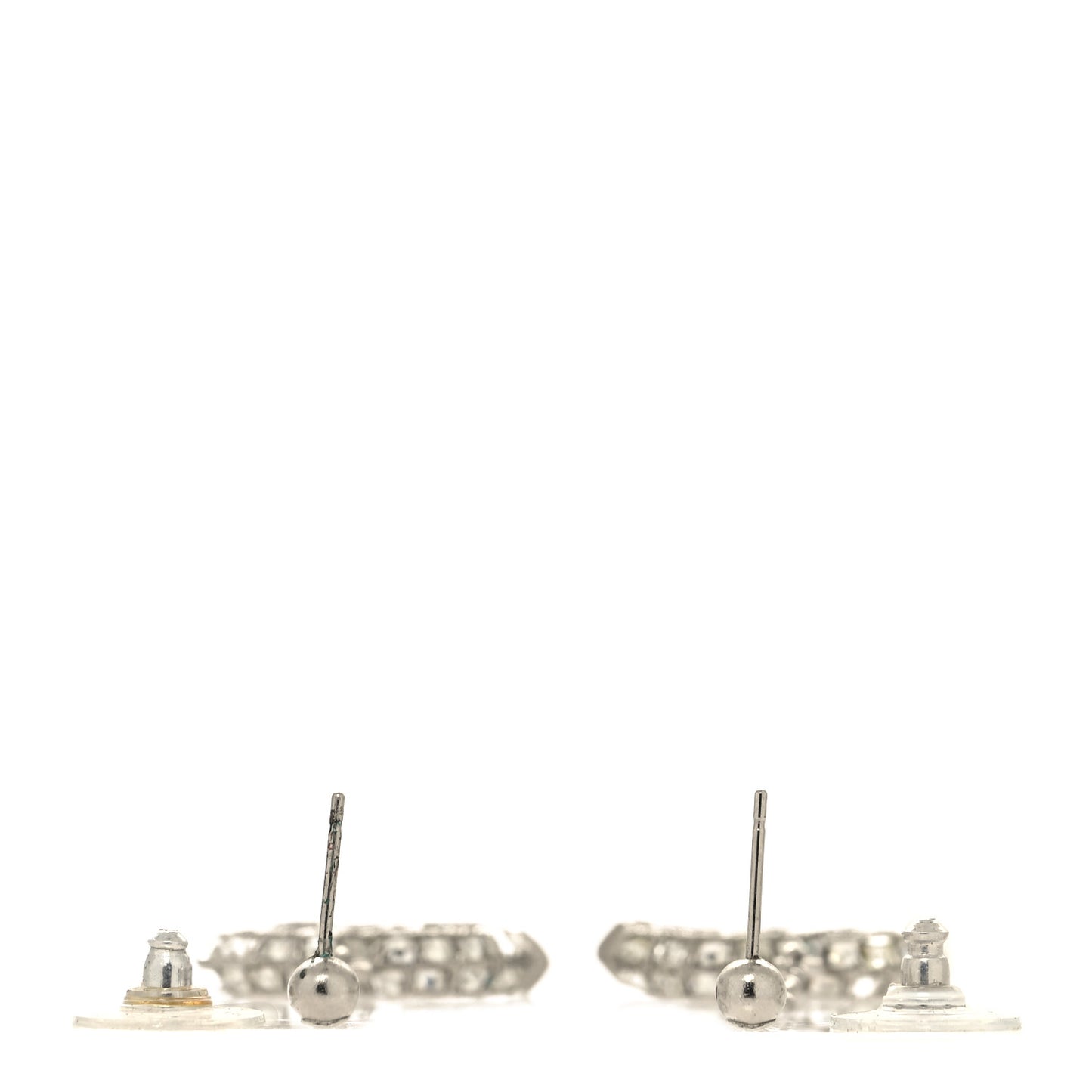 Baguette Crystal CC Drop Earrings Silver