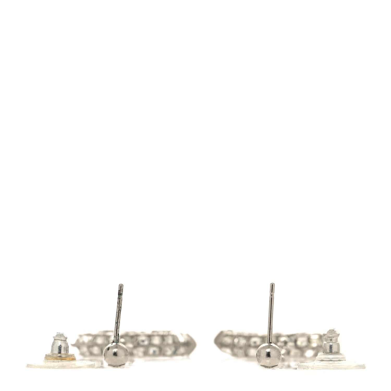 Chanel Baguette Crystal CC Drop Earrings Silver 3 of 3