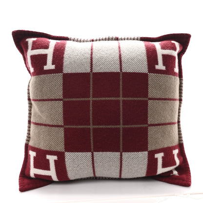 Hermes Wool Cashmere Avalon III Pillow PM Ecru Rouge 2 of 3